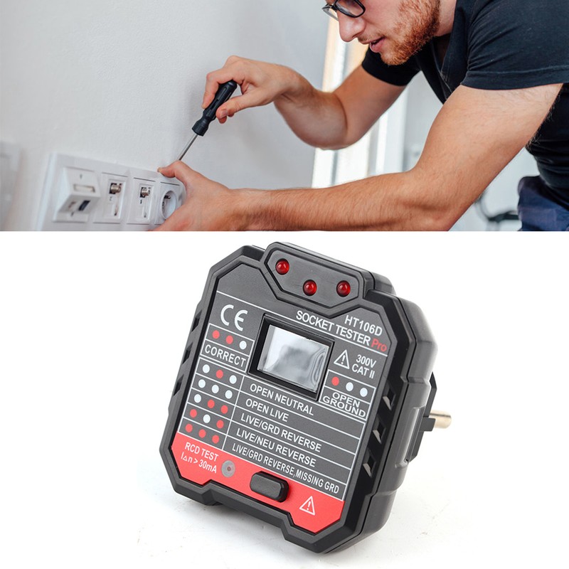 Electric Socket Tester Digital Display Fault Checker Detector Wall Plug