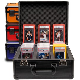SLAB ARMOR 3 Row Graded Card Storage Box PSA Slab Case For Graded cards Hold 120+ Slabs Graded Card Case PSA Graded Card Storage Sports Baseball Card Collector Gifts TSA approved lock (BLACK)