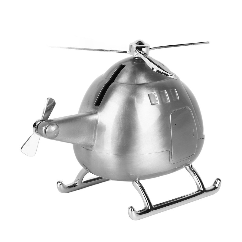 Helicopter Coin Bank Decorative Metal Money Saving Bank Coin Jar