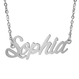 HUAN XUN Stainless Steel Beautiful Womens Name Necklace, Sophia