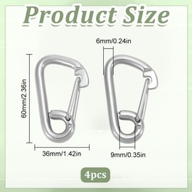 PLIGREAT 4 Pcs Stainless Steel Marine Boat Hooks, Heavy Duty Carabiner Clip Large Boat Snap Hook for Lifting Camping Hiking Boat Dock Lines