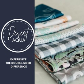 Desert Aqua || 3 Pack|| Not Your Ordinary Kitchen Towels || Dish Towels || Waffle Weave Microfiber || Tea Towels || Highly Absorbent || Hanging Loop || Dish Cloths || Designer Prints (Gray)