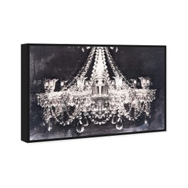 The Oliver Gal Artist Co. Fashion and Glam Framed Wall Art Canvas Prints 'Dramatic Entrance Night' Chandeliers Home Décor, 30" x 20", White, Black