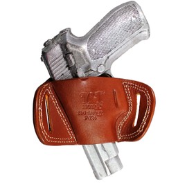 YT HOBBY Handmade Fast Draw Outside The Waist Band OWB Carry Leather Gun Holster (Brown - Right Hand, Springfield XDs)