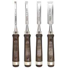 CAQUXIL 4 PCS Professional Wood Chisel Sets for Woodworking, CR-V Steel Beveled Edge Blade Woodworking Tools, Woodworking Tools Set-5/16" 1/2" 3/4" 1"