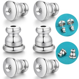 Earring Backs, Hypoallergenic 14k Gold Bullet Earring Backs Replacements for Studs/Droopy Ears, Secure Locking Backing for Sensitive Ears (White 3pairs)