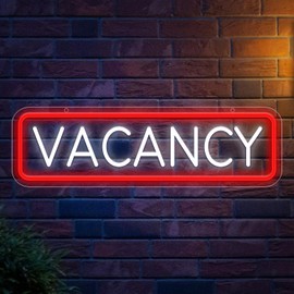 STOERNEON Vacancy Neon Sign, Neon Sign For Business Hotel Hostel Sign Room Vacancy Sign Wall Decor Artled Bar Sign Backdrop Lights Led Business Signs Creative Neon Lights Signs Usb Powered