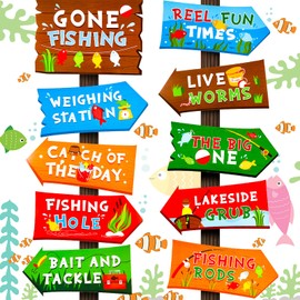 Jetec 20 Pieces Fishing Party Directional Signs The Big One Welcome Signs Backyard Door Cutouts Summer Birthday Baby Shower Party Favor Ideas Decoration Supplies