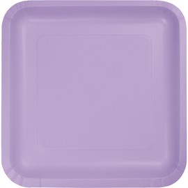 Creative Converting 463265 Table Needs, Touch of Color Square Paper Dinner Plates, Luscious Lavender, 9", 18ct
