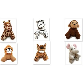 Playscene Suede Jungle / Zoo Animals, Assorted Suede Plush Jungle Animals (12 Piece Set)