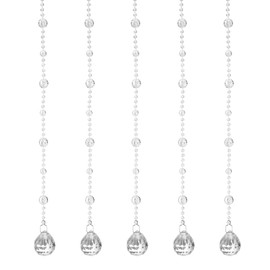 uxcell 10 Pcs Acrylic Crystal Garland Strands, Clear Crystal Beads Strands Chandelier Crystals Replacement Round Bead String Hanging for Wedding Decor, DIY Craft Jewelry (1m/3.28ft)