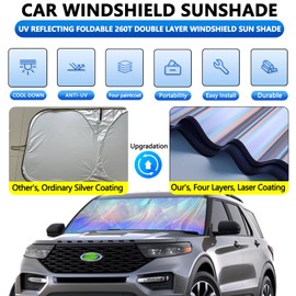 ASINRI Car Windshield Sun Shade for 2015-2020 2021 2022 2023 2024 Ford Explorer Sunshade Foldable Window Sun Visor Protector Blocks UV Rays Car Accessories ﻿