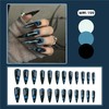 Dark Blue Almond Tip Press on Nails Extra Long Black
