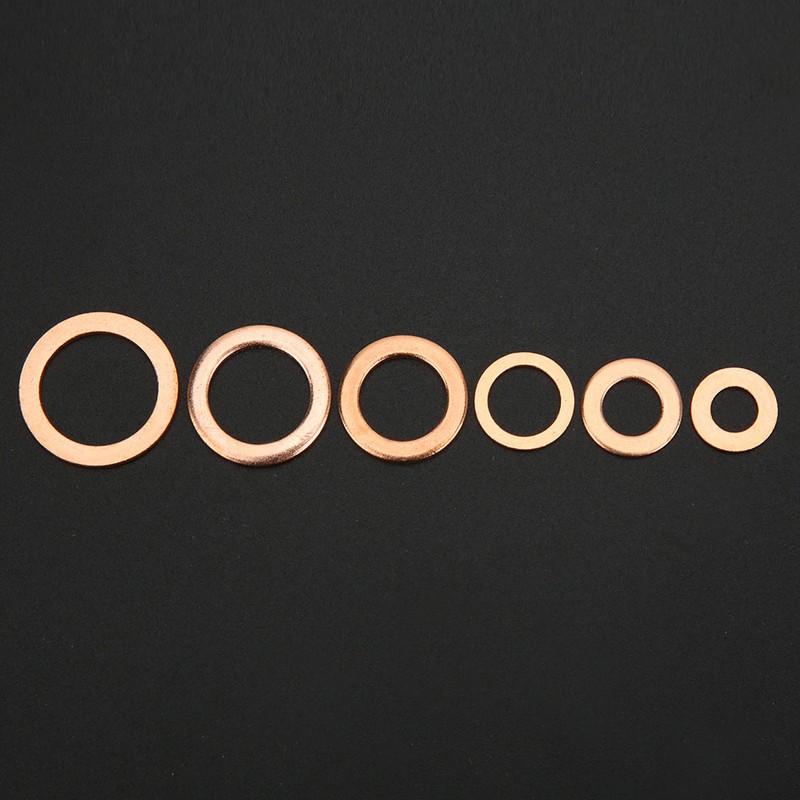 110Pcs Copper Washer Flat Fixing Sealing Fasteners Assortment Kit for