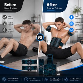 EMS Muscle Stimulator for Home Fitness – USB Rechargeable Ab Trainer for Core, Arms & Legs