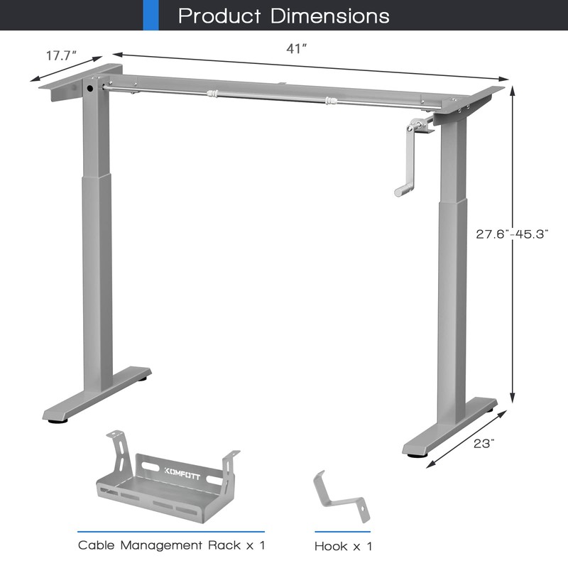 Tangkula Hand Crank Stand Up Desk Frame, Manual Height Adjustable