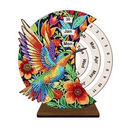 F-CANLAN 5D Diamond Painting Decorations Ornaments - Bird Calendar Decorated Desktop Diamond Painting with Gem Flowers Calendar Decorated Desktop Paint with Diamonds for Room Decor (19X18 CM)