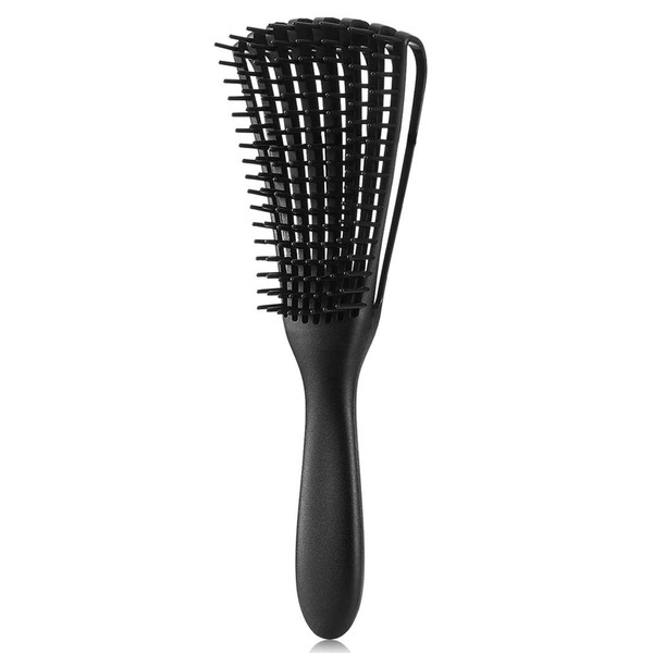 Detangling Brush for Afro America/African Hair Textured 3a to 4c Kinky Wavy/Curly/Coily/Wet/Dry/Oil/Thick/Long Hair, Knots Detangler Scalp Massage Comb Hair Detangler for Women (1 pc, Black)