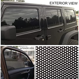 XhuangTech One Way Privacy Window Film,Perforated Vinyl Window Film,Self Adhesive Dotted Perforated Mesh Window Vinyl Privacy Film for Car and Home (Black, 24" x 47"(60CM x120CM))