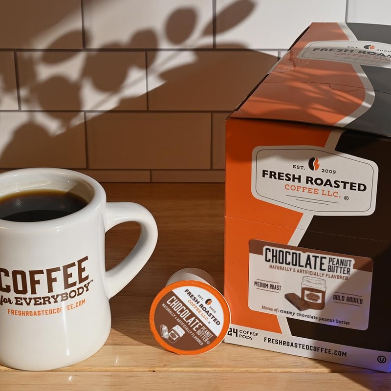 Fresh Roasted Coffee, Peanut Butter Cup, Flavored Coffee Pods, K-Cup