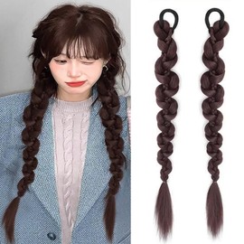 HAPVITAL Hair Extension, Braid, Wig, Dance Extension, 19.7 inches (50 cm), Ponytail Wig, Twin Tail, Braid, Hair Extension, Costume, Event, Party, Birthday Party, Kids (Dark Brown)