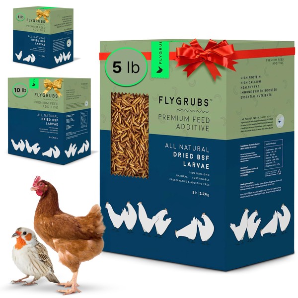 FLYGRUBS FLYGRUBS 5 lb Dried Black Soldier Fly Larvae, Non-GMO