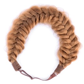 DIGUAN Messy Wide 2 Strands Synthetic Hair Braided Headband Hairpiece Women Girl Beauty accessory, 62g/2.1 oz (Strawberry Blonde)