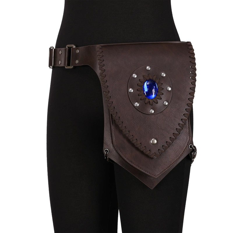 HiiFeuer Medieval Faux Leather Thigh Bag, Adjustable Drop Leg Pouch
