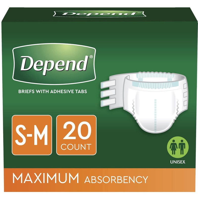 Depend Protection with Tabs, Maximum Briefs S/M, 20 Count 19-34