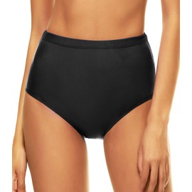 Bellecarrie - Bikini de cintura alta para mujer, parte inferior de traje de baño tankini de cobertura completa, Negro -, Large