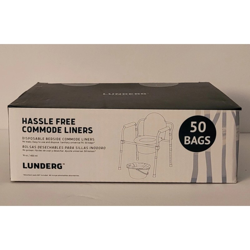 Lunderg Hassle Free Commode Liners Disposable Bedside. Commode Liners, 50