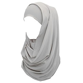 Non-see-through Bubble Crepe Chiffon Muslim Hijab Head Scarf Shawl Wrap Thick Lightweight (Silver)