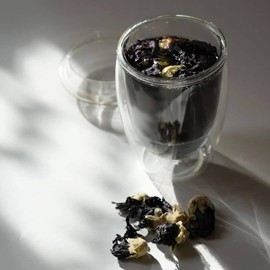 Teapro Black Mallow Flower Herbal Tea 70g | Malva Dried Flower Tea | Throat Coat Tea | Pitch Black Brew | Floral & Sweet Tea | Food & Cocktail Decoration