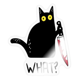Spreadshirt Black Cat What? Stickers 10 x 10 cm Glossy Transparent