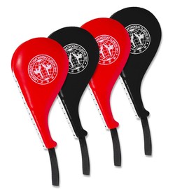 ESCULTORA 4PCS Taekwondo Kick Pads, Double Strike Karate Kicking Targets for Effective Martial Arts Training, Durable Materials Red and Black Taekwondo Paddles Perfect for both Adults and Kids.