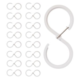 TAIOSNADJ 16 pcs S Hanging Hooks S Shaped Hanging Hooks White S Hook with Safety Buckle Design for Kitchen Bathroom Bedroom Office Pan Coat Bag Plants (White)