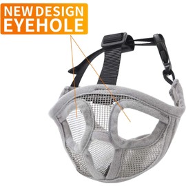 Short Snout Dog Muzzle - Adjustable Breathable Mesh Bulldog Muzzle for Barking Biting Chewing Training (Grey(Not Tongue Out), L)