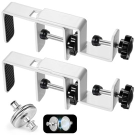 CboZpfa No Drill Curtain Rod Bracket Attachment for Outside Mounted Blinds,1.2-2" Adjustable,Tool-Free and Drill-Free,Anti-Damage screwcap,Curtain Magnet Buckle&Guidee(White,2Pack)