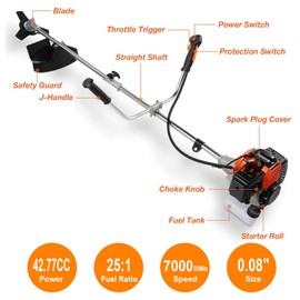 Gas WeedWacker 42.7CC 2-Stroke Weed Wacker 2-in-1Gas Powered String Trimmer 18" Brush Cutter, for Grass/Heavy Bush/2023 Upgrade