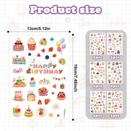 12 Sheets Happy Birthday Stickers, Colorful Cute Smooth Happy Birthday Stickers 6 Styles for Birthday Party Gifts Cards Envelope Scrapbook Party Favors Supplies Decorations for Kids Adults