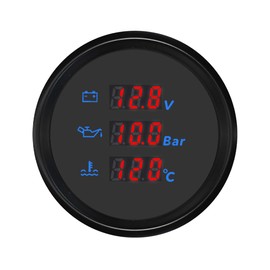 ELING 52mm 3 in 1 Multifunction Gauge with Voltmeter Oil Pressure Water Temperature Meter 8 Colors Backlight 12V 24Volts Waterproof