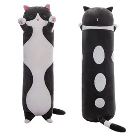 SHINUOER Long Cat Plush Pillow Cat Body Pillow,Black Cat Stuffed Animals Soft Plushies Kawaii Stuffed Kitten Plush Toy for Kids Girlfriend(Black, 51.1Inch)