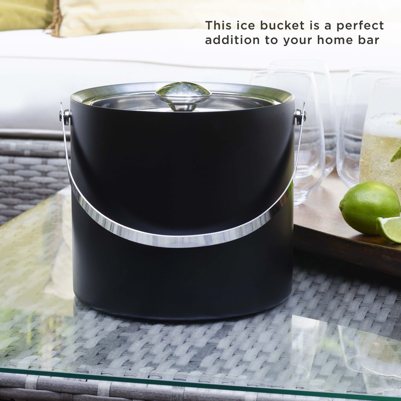 Houdini Bucket, Includes Ice Tongs, Black