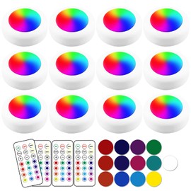 Deitybless 13 Color LED Puck Lights with Remote Control, Wireless Under Cabinet Lighting, Battery Powered Lights, Stick on Lights, Color Changing Lights with Dimmer and Timer