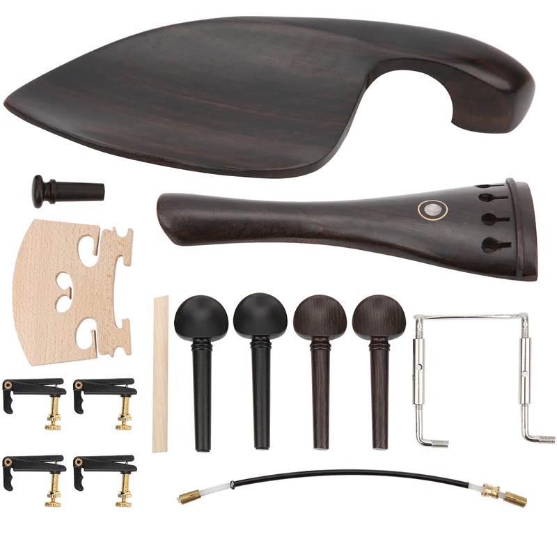 4/4 Violin Parts Tailpiece Ebony Tuning Pegs Chinrest Endpin Tuners
