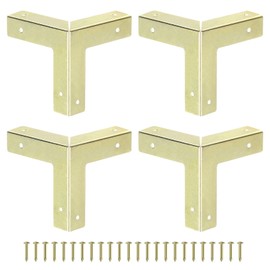 sourcing map 4 Pcs Decorative Box Corner Cover, 32mm Metal Edge Guard, Furniture Corner Edges Protector, Yellow