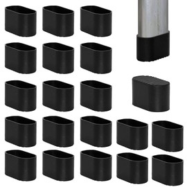 THETAG Pack of 20 Chair Leg Caps, Chair Leg Caps, Floor Protection, Foot Caps, Chair Leg Protection, 40 x 20 mm, for Oval Tubes