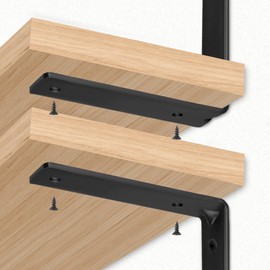 Yoozell Floating L Shelf Brackets, Black Shelf Brackets Heavy Duty with Screws, 90° Angle Metal Shelf Brackets & Supports for Kitchen, Bathroom, Warehouse, 160 lb Load Capacity-(5"x4"-6Pack)