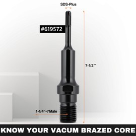 KSEIBI 619572 Power Bit Adapter - 1-1/4"-7 Male to SDS Plus Shank Adapter for Diamond Core Drill Bits | Long Adapter for Easy Drilling