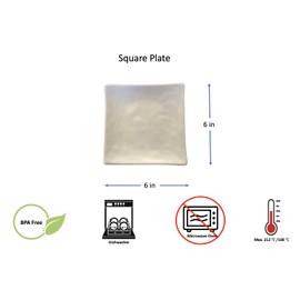 Lucky Star Melamine Square Plates Dinner Appetizer Platter Snack Side Dish, 6" X 6" or 5" X 5", Off-White (48, 6" X 6")